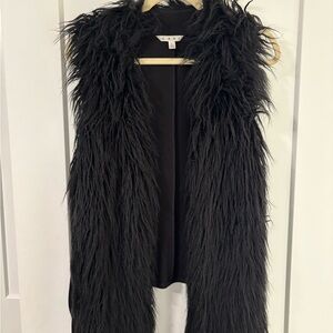 CAbi Black Faux Fur Vest